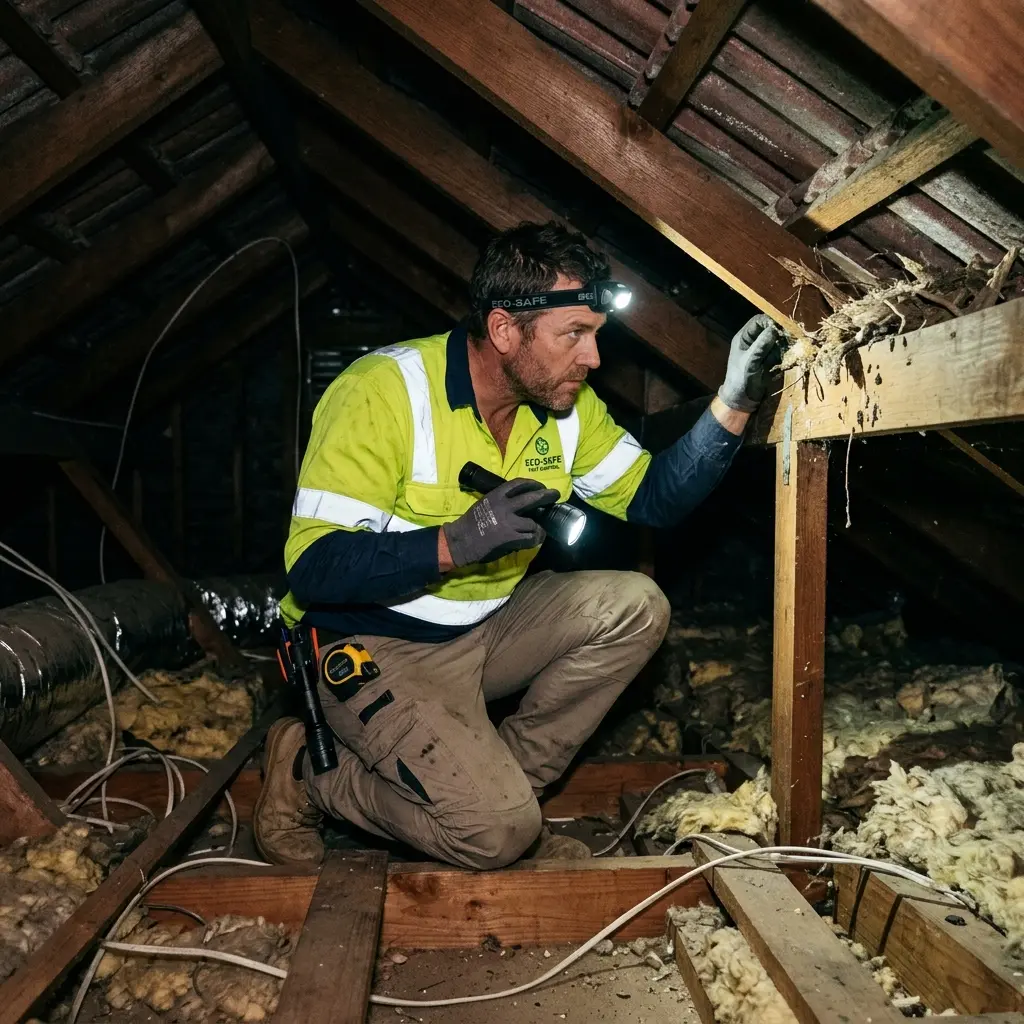 Technician using detection equipment to locate a dead rat inside a Mambourin wall cavity