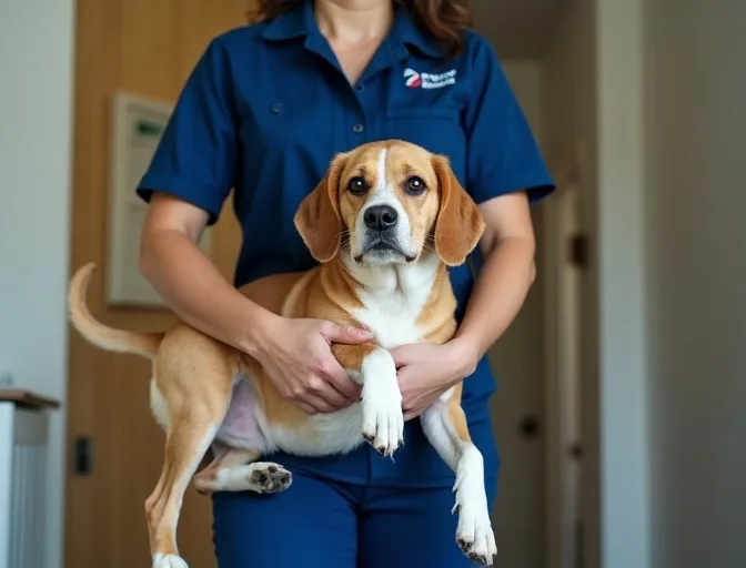 Technician respectfully transporting a deceased dog in Mambourin